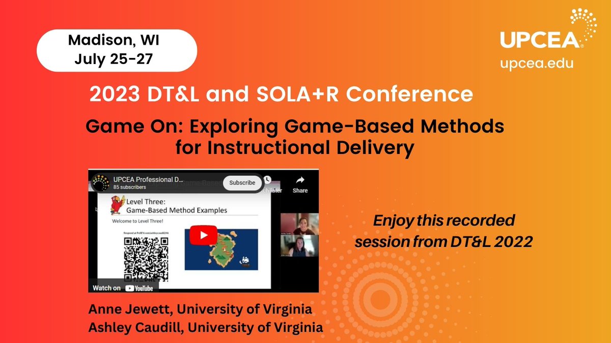 Check out a sample of the kind of content you'll have access to at the 2023 Distance Teaching and Learning Conference and Summit for Online Leadership and Administration in this recorded session from the 2022 event!  conferences.upcea.edu/DTL-SOLAR2023/…