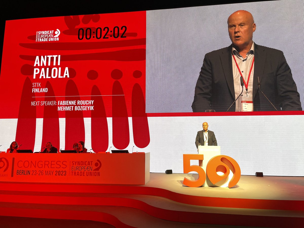 ” A successful green transition is the only way for Europe to ensure its strategic autonomy, it’s global competitiveness and to secure jobs and welfare in the future” #ETUC50  #JustTransition #qualityjobs #EU @AnttiMPalola @STTKMikonkatu @FinUnions @etuc_ces