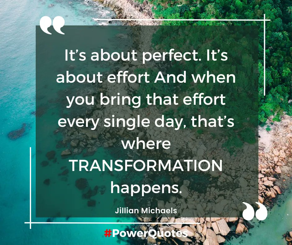 “It’s about perfect. It’s about effort And when you bring that effort every single day, that’s where TRANSFORMATION happens” – Jillian Michaels 
#WellnessWednesday
#SurvivorLife 
#PostTraumaticGrowth 
#Growth
