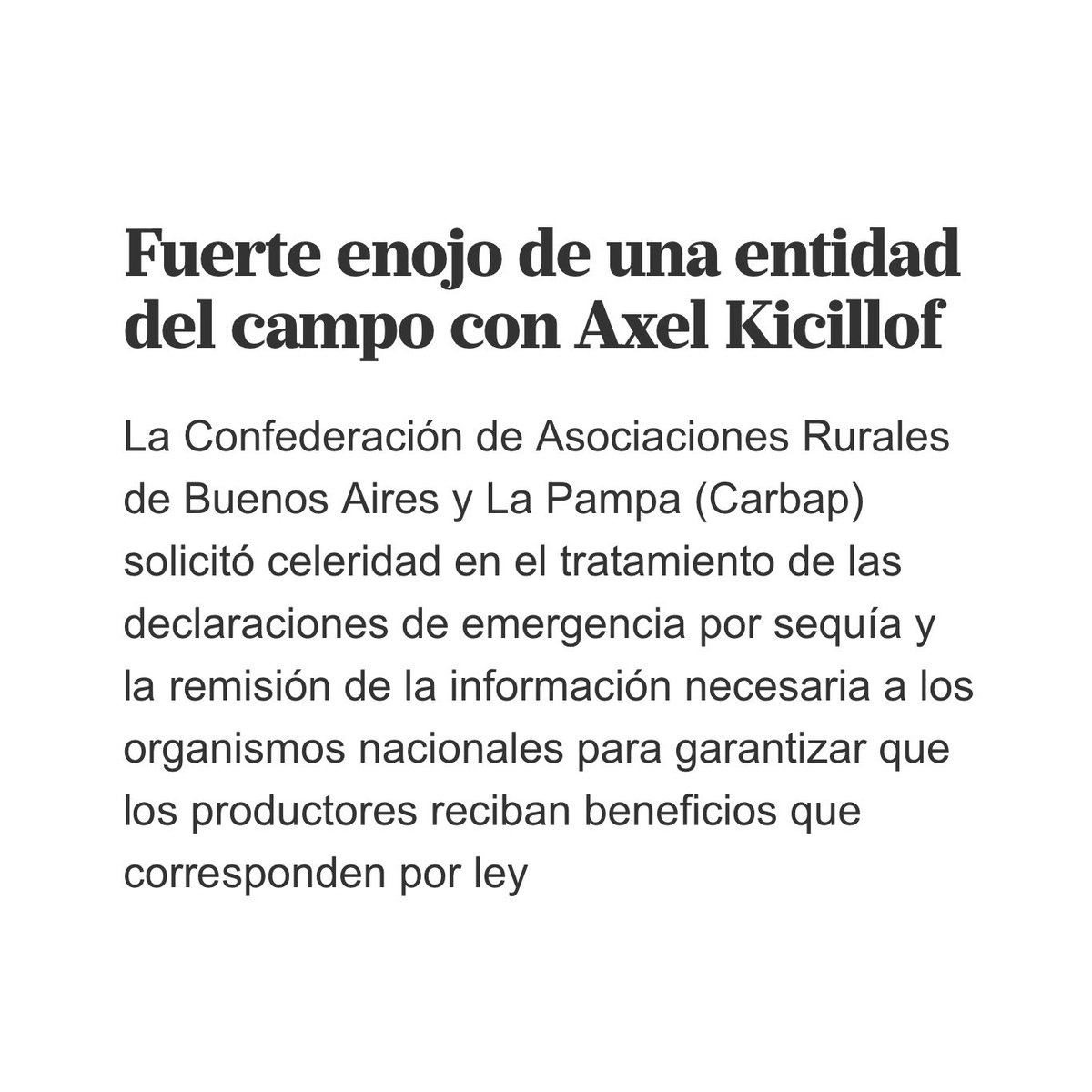 PatoBullrich's tweet photo. Al kirchnerismo solo le interesa el campo argentino para saquearlo y financiar su proyecto populista. Ahora: cuando el campo necesita la asistencia del Estado, se hacen los desentendidos. Típico de esos "socios solo en las buenas". https://t.co/rcYPIwBfOh