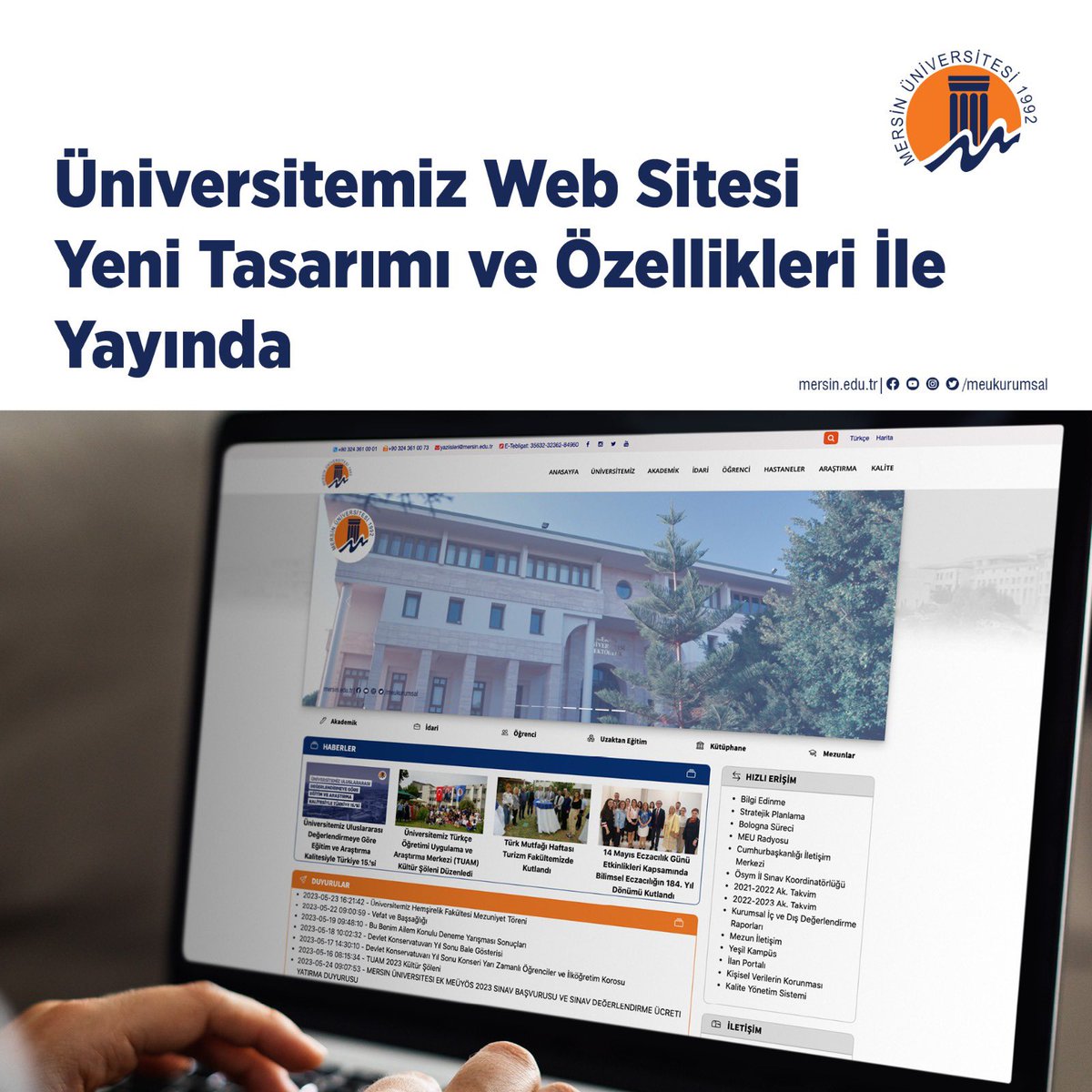 Üniversitemiz Web Sitesi Yeni Tasarımı ve Özellikleri İle Yayında ✅

Detaylar 🔗 mersin.edu.tr/haberler/37738…

#MersinÜniversitesi
