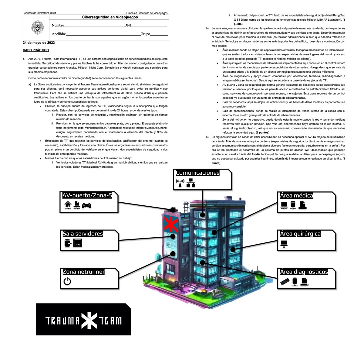 jlvazpol's tweet photo. En el examen de #Ciberseguridad en #Videojuegos de este curso, mis estudiantes son #netrunners de #TraumaTeamInternational, la corpo médica de @CyberpunkGame.
La imagen de la clínica de TTI ha sido generada por D̶e̶l̶a̶m̶a̶i̶n̶ ̶J̶r̶.̶ @HotpotHelper. https://t.co/zdspYz4nmh