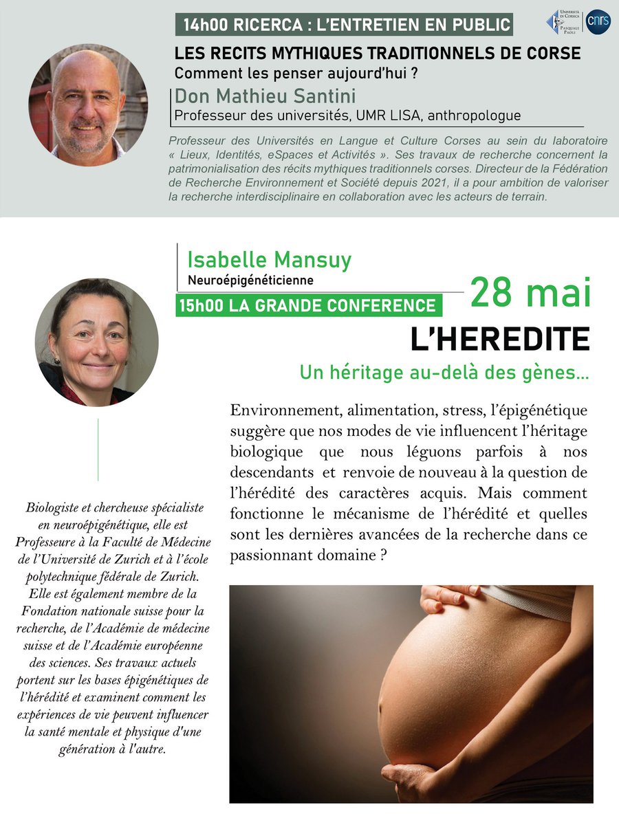 umrlisa's tweet photo. Ricerca les rendez-vous de l'Université.
Ce dimanche au Parc Galea retrouvez DM.Santini, pour un grand entretien à 14h sur : "Les récits mythiques traditionnels de Corse : Comment les penser aujourd'hui ?".

 https://t.co/vghtCz26uH

#umrlisa #Univcorse #inshs #dr12_cnrs https://t.co/UnX953hQCP