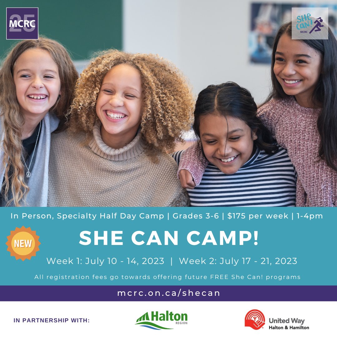 Mcrcshecan's tweet photo. Join She Can! for the first-ever She Can Camp!

We will spend a day focusing on leadership, self-expression, communication, health and well-being, and social connection!

All Fees will go to developing and running new and free future She Can! Programs! https://t.co/jBOYVhizzF