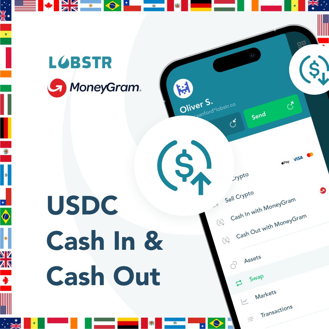 🦞 LOBSTR community! Did you know <a href="/MoneyGram/">MoneyGram</a> access for <a href="/StellarOrg/">Stellar</a> $USDC cash in &amp; cash out is available in 16 countries?

🌍 Plus, it's still $0 fee* for a limited time! Don't miss the chance to swap cash&lt;&gt;crypto smoothly without requiring a bank account 💵 *FX rate may apply.