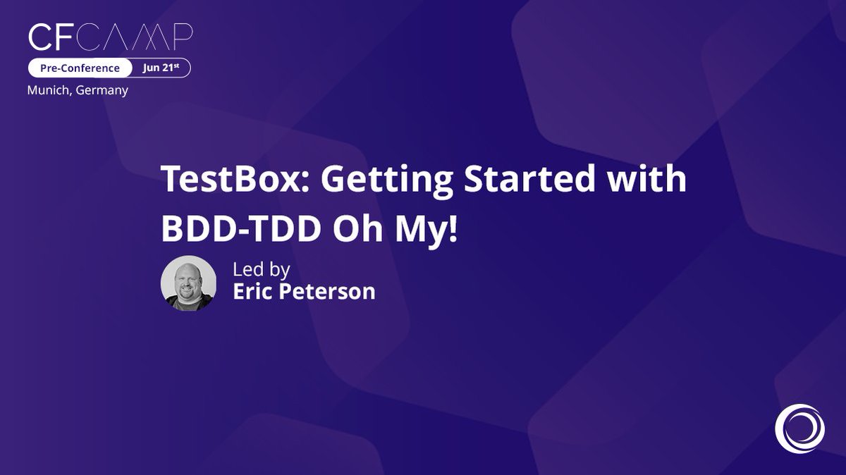 ortussolutions's tweet photo. Level up your #Development skills at @cf_camp in Munich on June 21st! Join @_elpete with his amazing pre-conference workshop "#TestBox: Getting Started with #BDD-#TDD Oh My!"
Save your seat today: https://t.co/jGJtEm6QPj
#Coldfusion #CFML #CFCamp https://t.co/1k0rbxU52j