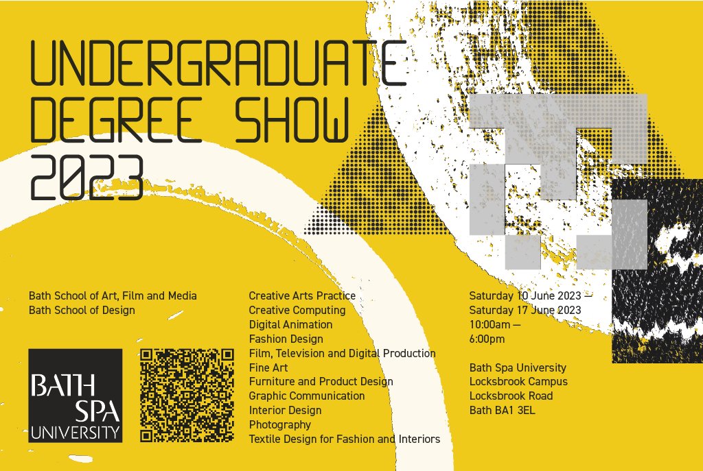 Join us at the Bath Spa University Undergraduate Art and Design Degree Show! 🎨🖌️ 📅 10 - 17 June, 10:00am - 6:00pm at our Locksbrook campus This unmissable event is free for all attendees. No booking required. 🔗 Find out more: bit.ly/3oqetdQ #BathSpaUni #DegreeShow