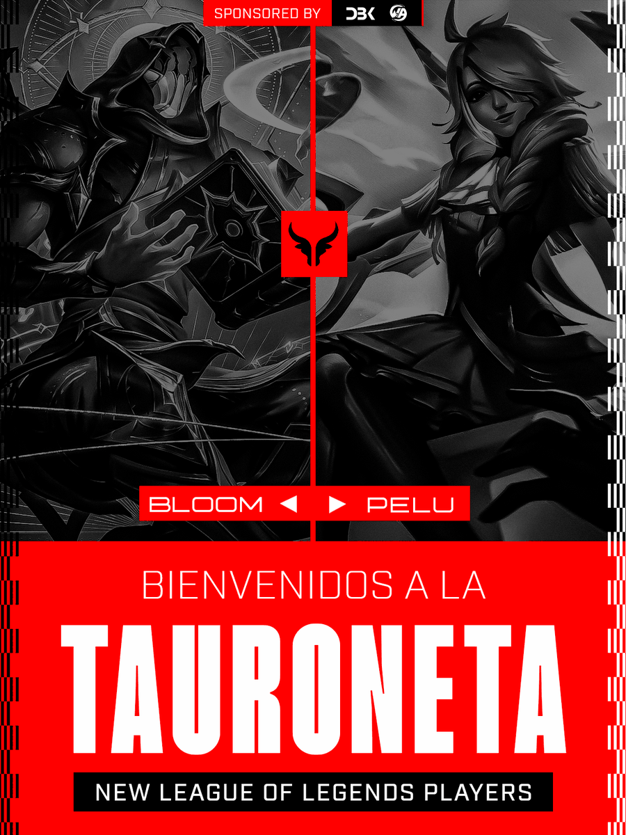 TaurusClubES's tweet photo. 🔴 ROSTER UPDATE 🔴
BIENVENIDOS A LA TAURONETA, @Blxxm1_ y @PeluLoL 🚐
SACAREMOS ADELANTE ESTE SPLIT, QUE NADIE SE BAJE 🐂
#BeBraveBeTaurus 🤍 https://t.co/c5ncGukGCw