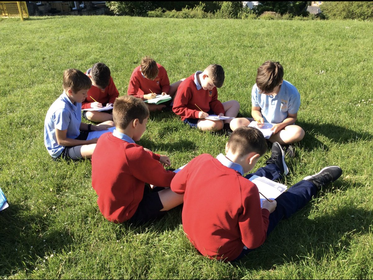 StJosephsBing's tweet photo. Year 6 enjoying a mathโs lesson in the sunshine. @bcw_cat #SJBY6 #SJBMaths https://t.co/51v82JWeIs
