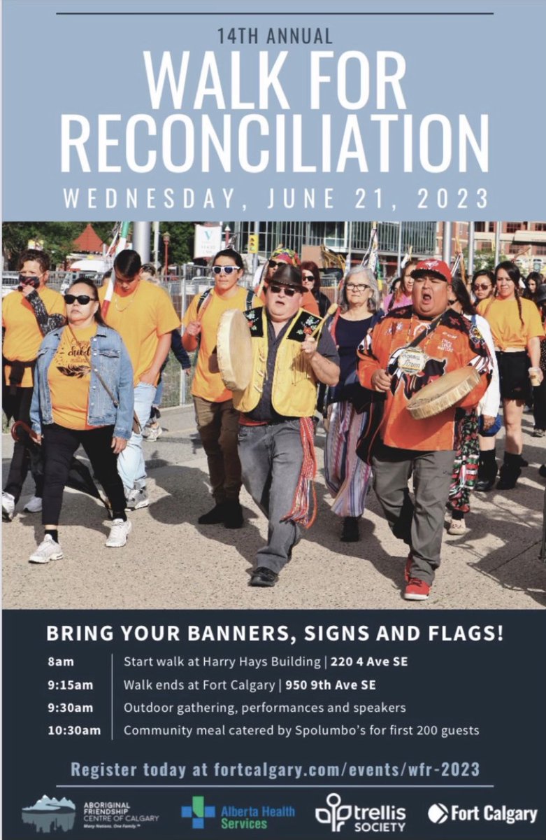 The 14th Walk of Truth and Reconciliation will be held on June 21, 2023 on National Indigenous Peoples Day.  

To Register: fortcalgary.com/events/wfr-2023

#walkofreconciliation #truthandreconciliation #indigenouspeoplesday