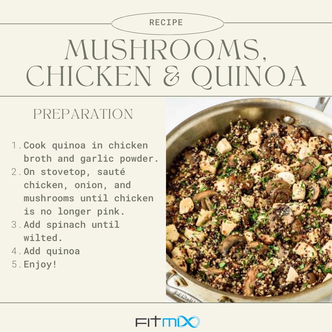 Quinoa with Chicken and Mushrooms

We ALL love a good EASY recipe that’s also quick! ⏰ 

#tinatips #wellnesswednesday #fitnessandhealth #buildyourbody #gettinghealthy #fitmix #garner #recipe #protein #eatrealfood #healthychoices #fittips #fitnessmeals #fitnessnutrition