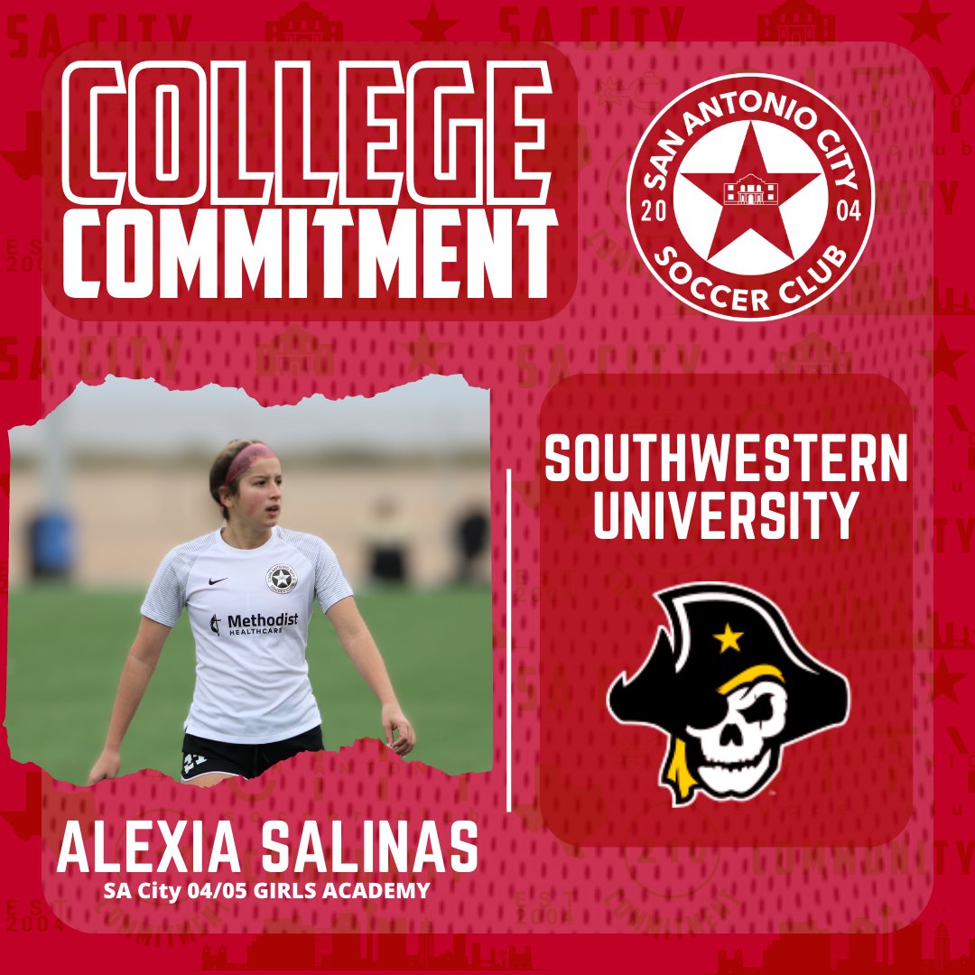 🚨 𝘾𝙊𝙈𝙈𝙄𝙏𝙏𝙀𝘿 🚨

Congratulations to Alexia Salinas on her commitment to Southwestern University to continue her education and soccer career!
🔴🔵🔜 🔶⚫️

#SaCityProud #TrustTheProcess