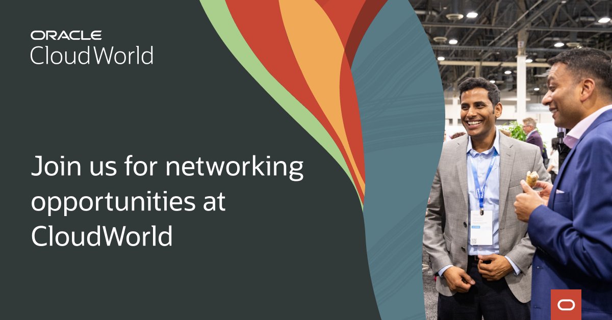 With receptions, evening events, lounges, and more, #CloudWorld makes it easy to reunite with colleagues and expand your network. Discover events and activities that bring the <a href="/Oracle/">Oracle</a> community together: social.ora.cl/6014Oma6s