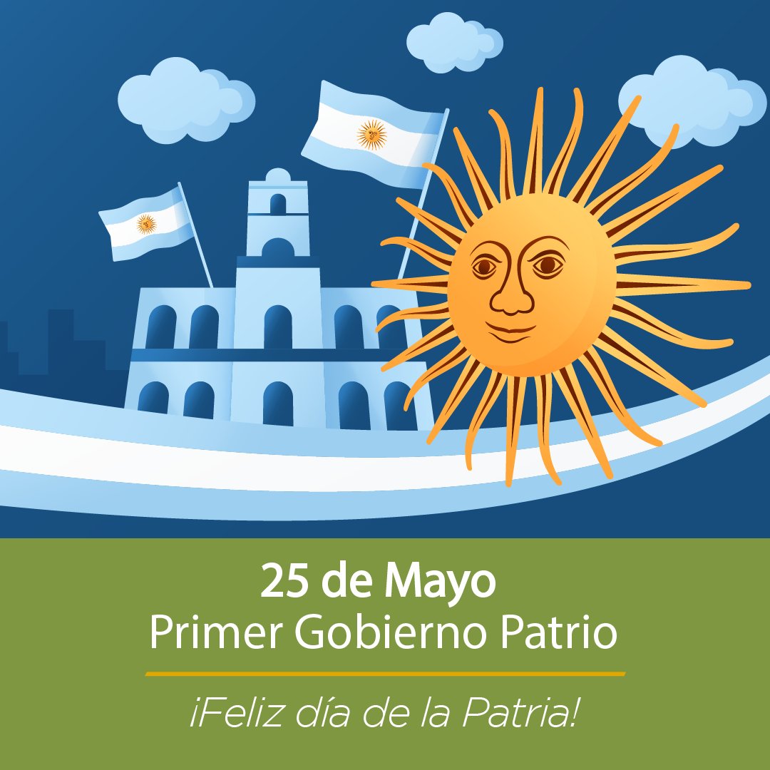 Feliz día de la Revolución de Mayo a todos los argentinos y argentinas, quienes desde aquel día de 1810 hasta hoy decidimos y luchamos día a día para seguir siendo libres en el suelo que amamos. ¡FELIZ DÍA DE LA PATRIA! 🇦🇷