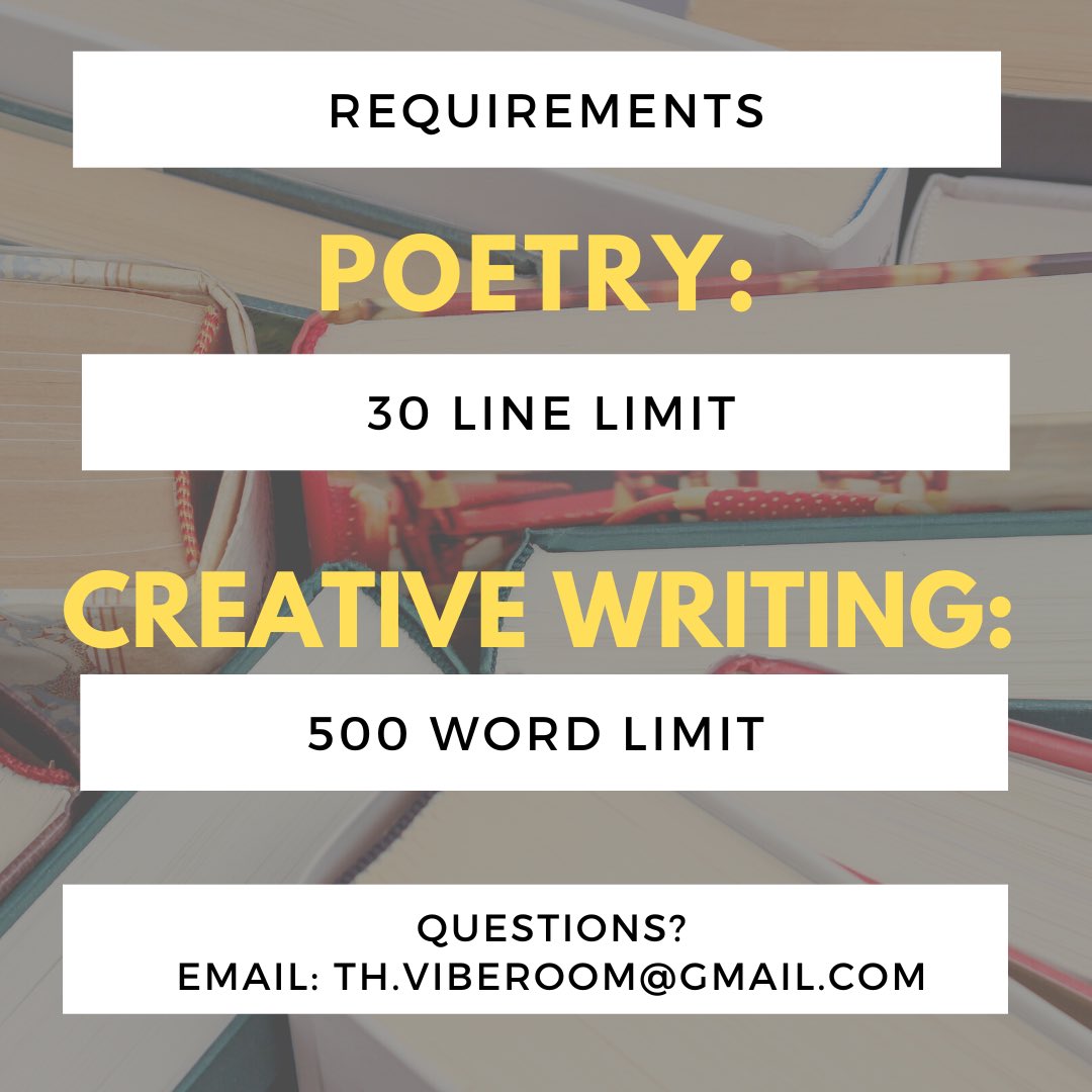 🖋️ Calling all writers and poets! ✨✍️
🌟 Submit your creative brilliance to The Vibe Room Magazine! 📚✉️
📢 Seeking original creative writing and poetry for Issue 10. Share your voice with us! 📝⏰ Submission Deadline: EOD Sunday, June 4. 💌  #CallForSubmissions #Writers #Poets