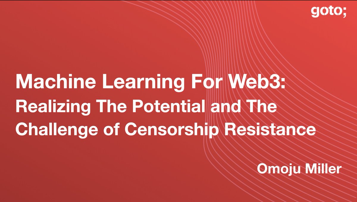 omojumiller's tweet image. Good morning #GOTOchgo!

I will be speaking today on 

Machine Learning For Web3: Realizing The Potential and The Challenge of Censorship Resistance

Come to my talk, I promise you won&apos;t be disappointed.