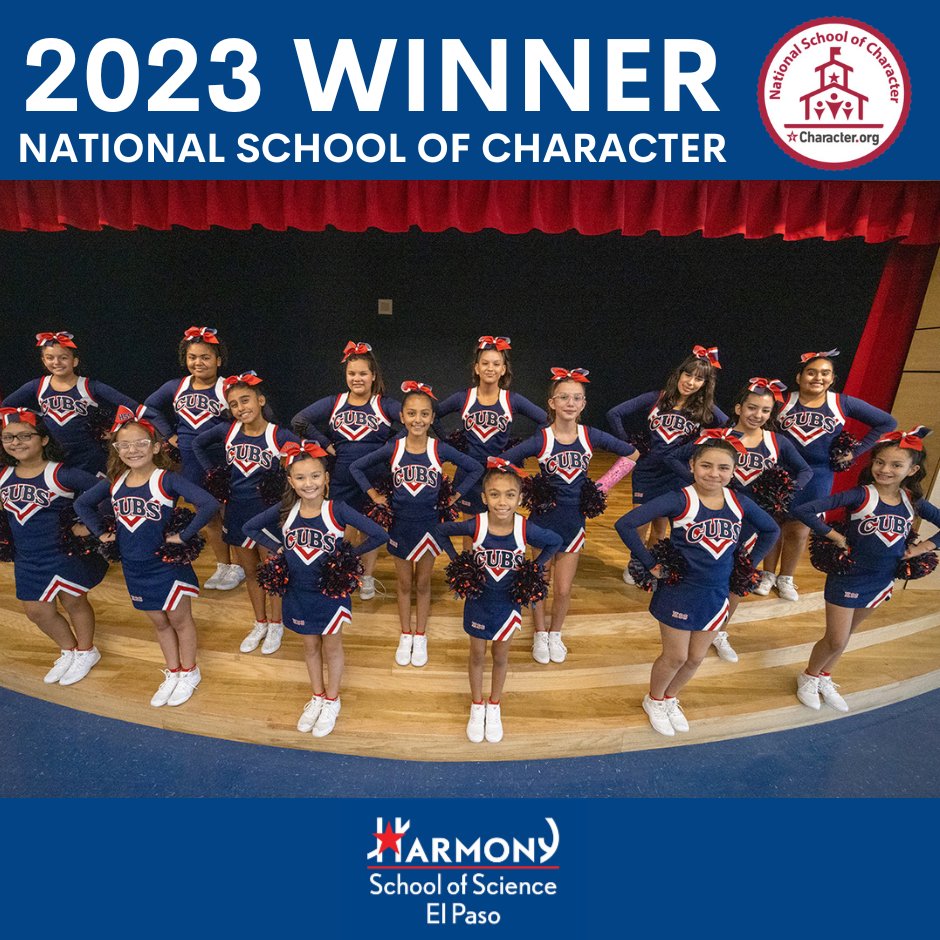 Congratulations to Harmony School of Science-El Paso and Harmony Science Academy-El Paso for being named 2023 'National Schools of Character!'

Read more about the prestigious honor here: harmonytx.org/story?=2-harmo…