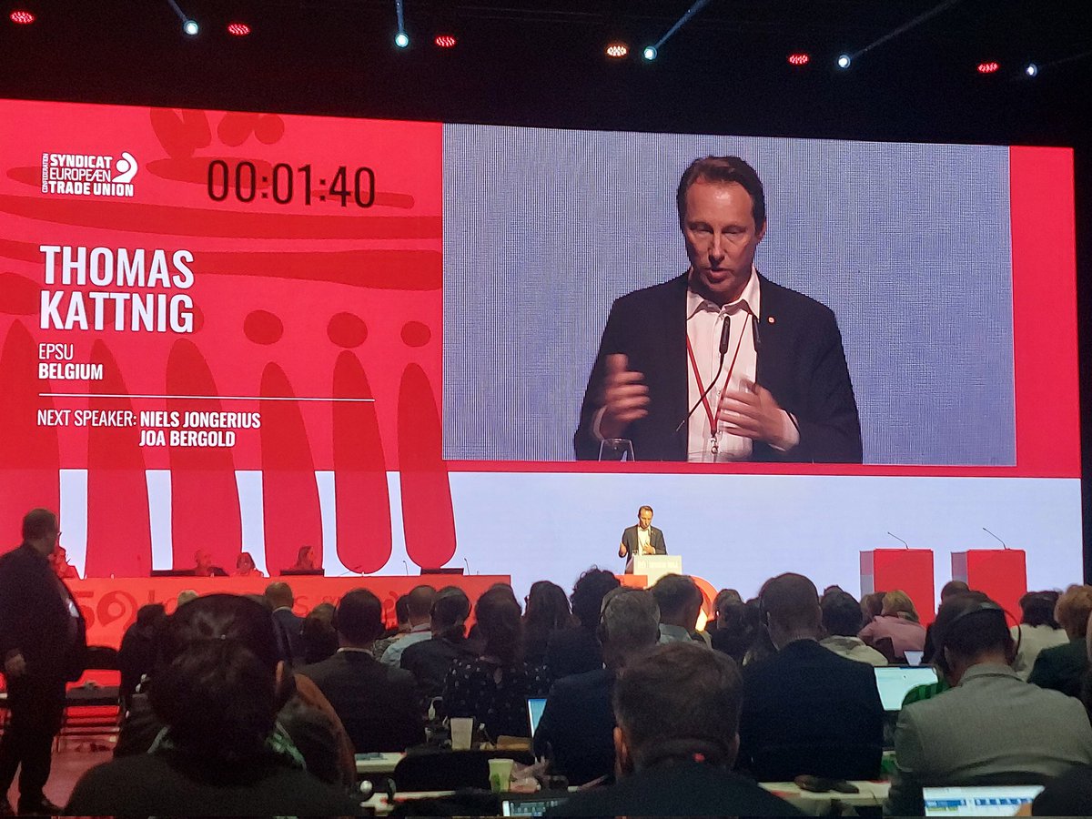 Our colleague <a href="/ThomasKattnig/">Thomas Kattnig</a> speaking at <a href="/etuc_ces/">EUROPEAN TRADE UNIONS</a> Congress on the need for public investment in public services, just transition, tax justice and change to our economic system.
👏

<a href="/younion_at/">younion_at</a> <a href="/oegb_at/">ÖGB</a> <a href="/EPSUnions/">EPSU</a>