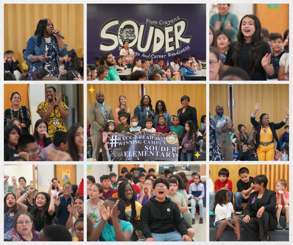 Double Victory! 

Congratulations, Souder Elementary, for winning the Race2Read Challenge Back2Back for the second year in a row! 
A special shout-out to Ms. Camacho, the librarian at Souder, for her incredible dedication to promoting reading among students. 

#EvermanStrong