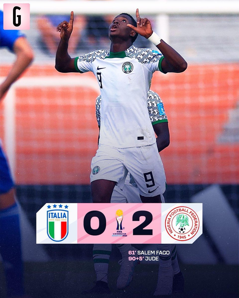 Le Nigeria s’impose face à l’Italie 2-0 en coupe du monde U20! #U20WC #U20WYNT #U20WorldCup #Nigeria #italia