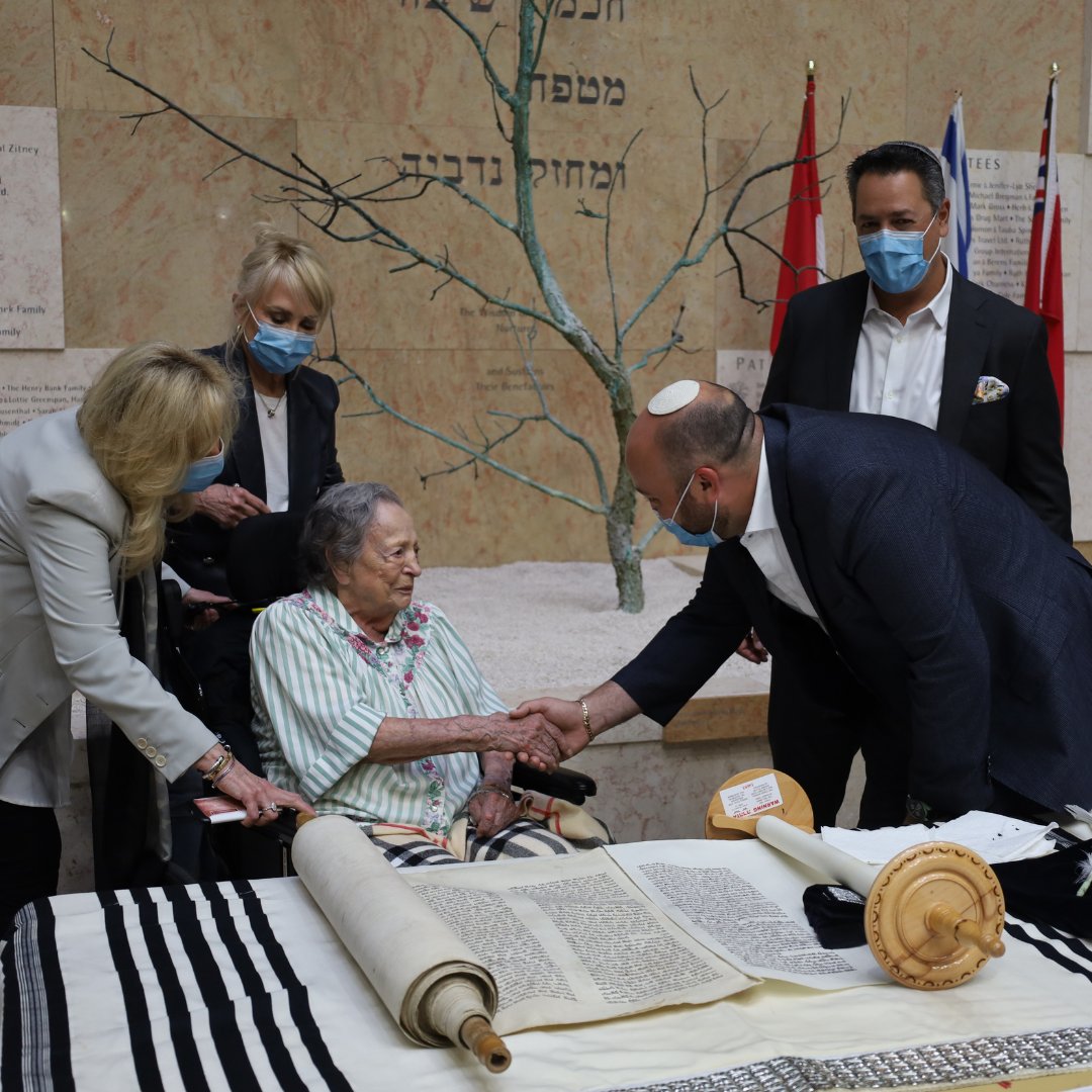CanadianFSWC's tweet photo. Today, FSWC was honoured to join @SupportBaycrest and @FTDepths in presenting the Survivor Torah Project at @Baycrest, where residents who are Holocaust survivors participated in the rewriting of a Torah scroll, which was discovered more than 75 years after being hidden during the Holocaust.

During the Holocaust, a rabbi in a small Polish town entrusted his community’s Torah to his neighbour, a shepherd, as Jews were being rounded up by the German Nazis. The scroll was severely damaged when it was found by From the Depths, and is now being restored, letter by letter, by Holocaust survivors around the world.

We are proud to support such a meaningful project. 

Learn more about the Survivor Torah Project: https://t.co/lhSWe6BpCd