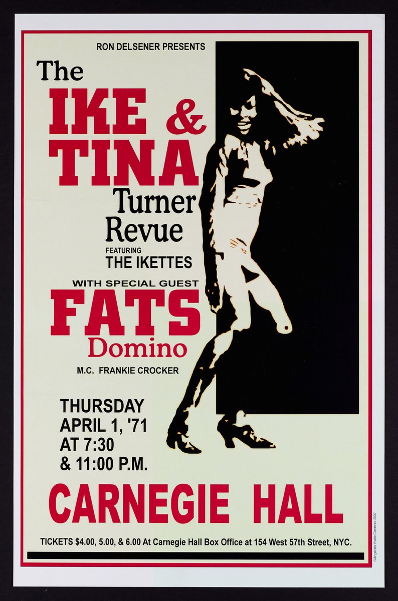 We remember legendary performer Tina Turner, who made her Carnegie Hall debut alongside Ike Turner in a doubleheader on April 1, 1971—the 7:30 PM show was followed by one at 11 PM concert that carried on into the early hours of April 2.