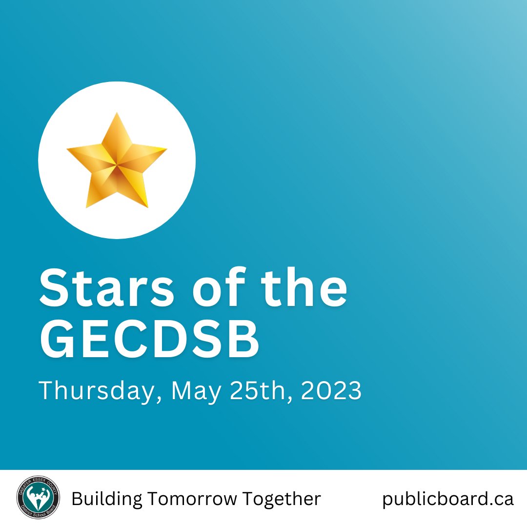 The 15th edition of the Stars of the GECDSB Arts Showcase will take the stage at the St. Clair Centre for the Arts on Thursday, May 25th, beginning at 6:30 p.m.  The show is open to the public. Tickets will be available at the door - $5.00 per person or $10.00 for the whole