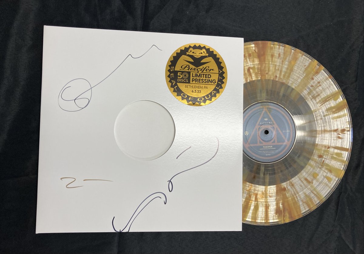 puscifer's tweet image. Tonight's poster for Bethlehem by @MazzaArt. Ltd ed of 180 regular &amp;amp; 25 foil, the poster will be at the merch booth, w/ some signed by the band. Tonight's ER vinyl variant (50 copies) &amp;amp; show tee will also be at the merch booth. #puscifer @mjkeenan @carinaround #matmitchell