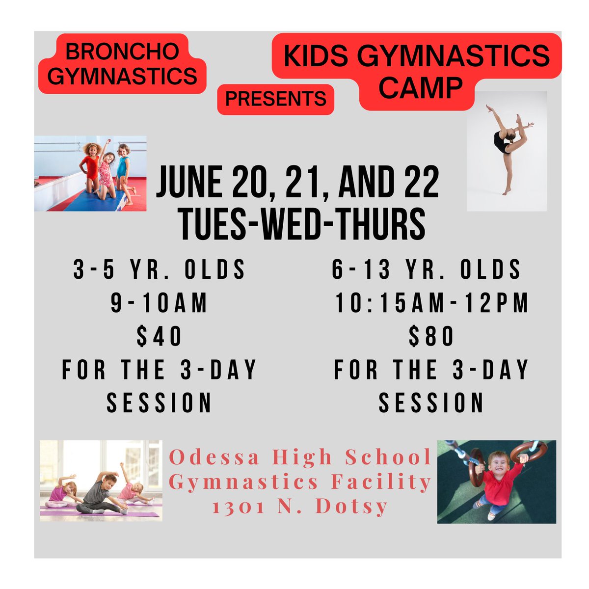 BronchosGym's tweet photo. Bring your kids out this summer!!   @ECISDAthletics @BigRedBronchos https://t.co/BakTDZDdyW
