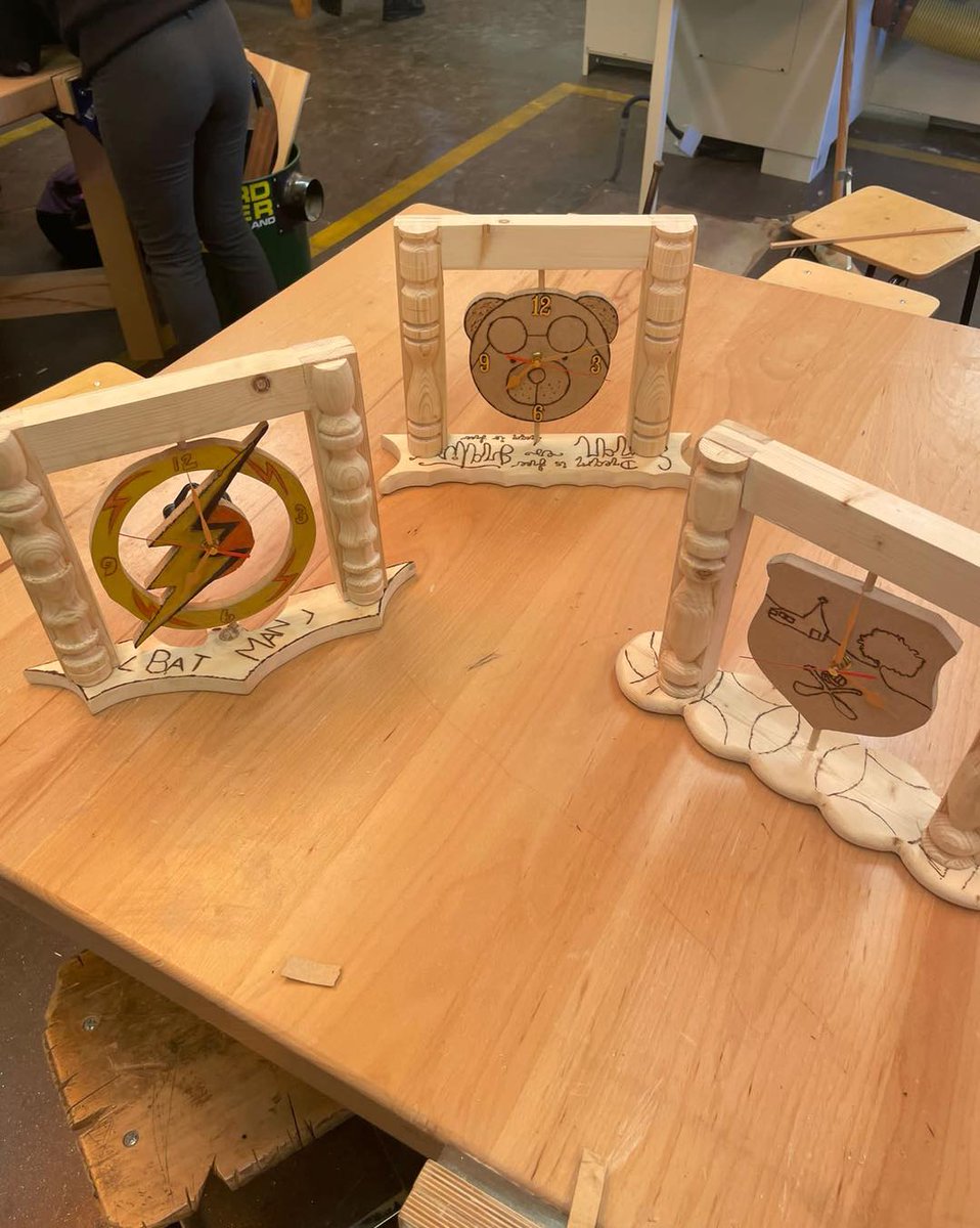CFionnchua's tweet photo. Our 2nd year students will never be late again!
Great design work and a wide variety of hand skills, including wood turning, were used in creating these beautiful clocks. #skilledstudents #practicalapplication #wearecetb https://t.co/WbnLGlMMDn