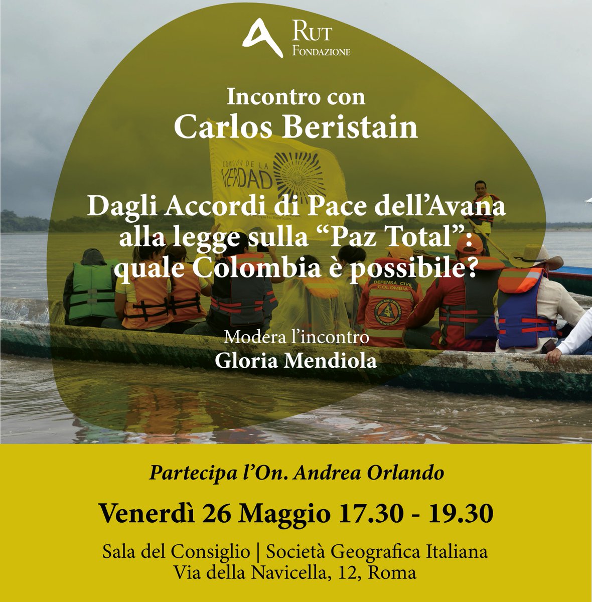 TejidosReteU's tweet photo. Incontro con Carlos Beristain en Roma
Dagli Accordi di Pace dell’Avana alla legge sulla “Paz Total”
Quale Colombia è possibile?
Venerdì 26 maggio
Ore: 17.30 - 19.30
Sala del Consiglio – Società Geografica Italiana
Via della Navicella, 12, Roma. https://t.co/CPsB1rjzsu