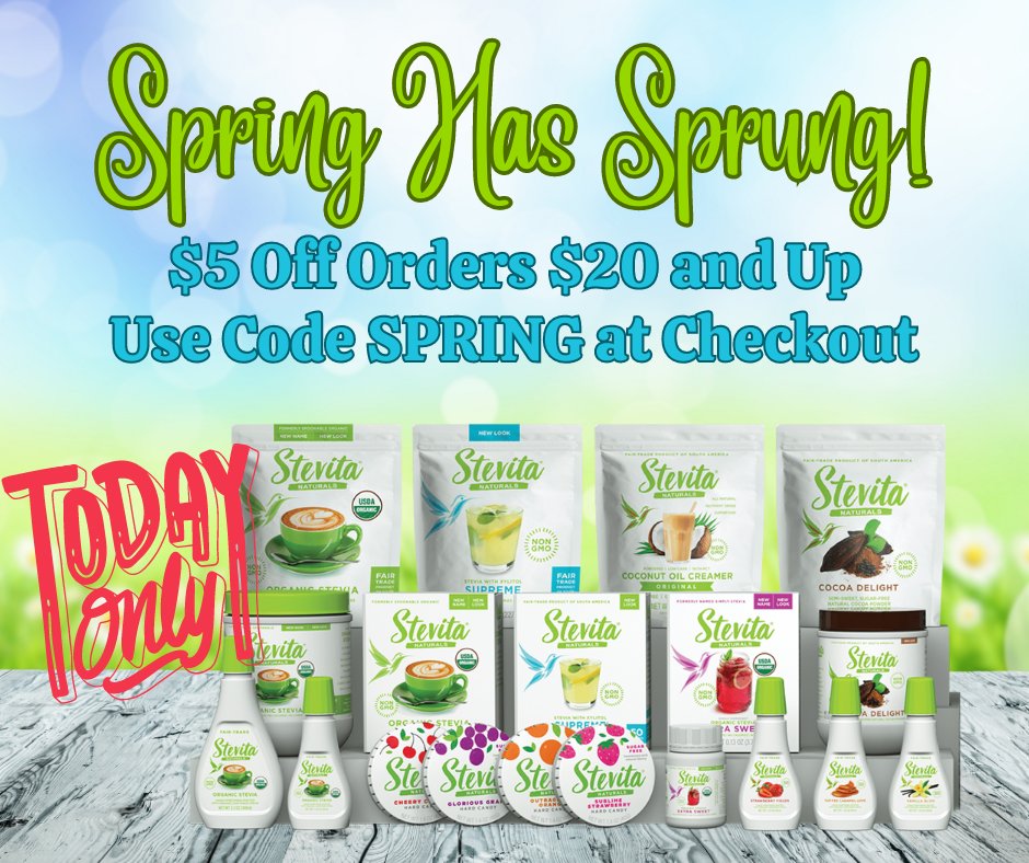 StevitaNaturals's tweet image. 🚨🚨Spring Special🚨🚨 Stock up on all your favorite Stevita Stevia products. Today only, get $5 off all orders $20 and up. Just enter code SPRING at checkout.

🛒 Shop: stevitanaturals.com/collections

#sale #stockupsale #sweeteners #stevia #healhtfoodstore