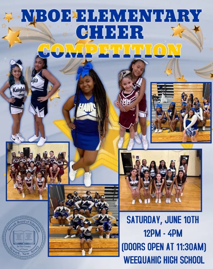 Save the date! Join us on June 10th for the Newark Board of Education Cheer Competition at Weequahic High School. Be part of the cheering crowd and show your support! #newarkcheer #NPSPride #NewarkPublicSchools