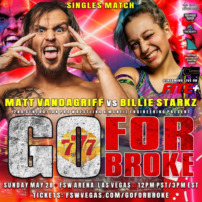 2ndGenProVegas's tweet photo. THIS SUNDAY! 

@BillieStarkz vs @mattvanda209 
&amp; @TheJordanOIiver vs @jackcartwheel 

@2ndGenProVegas presents Go For Broke on May 28 streaming LIVE from #LasVegas on @FiteTV+! 

Tickets: https://t.co/F7xv5AvdwM https://t.co/CLOYaaT1oK