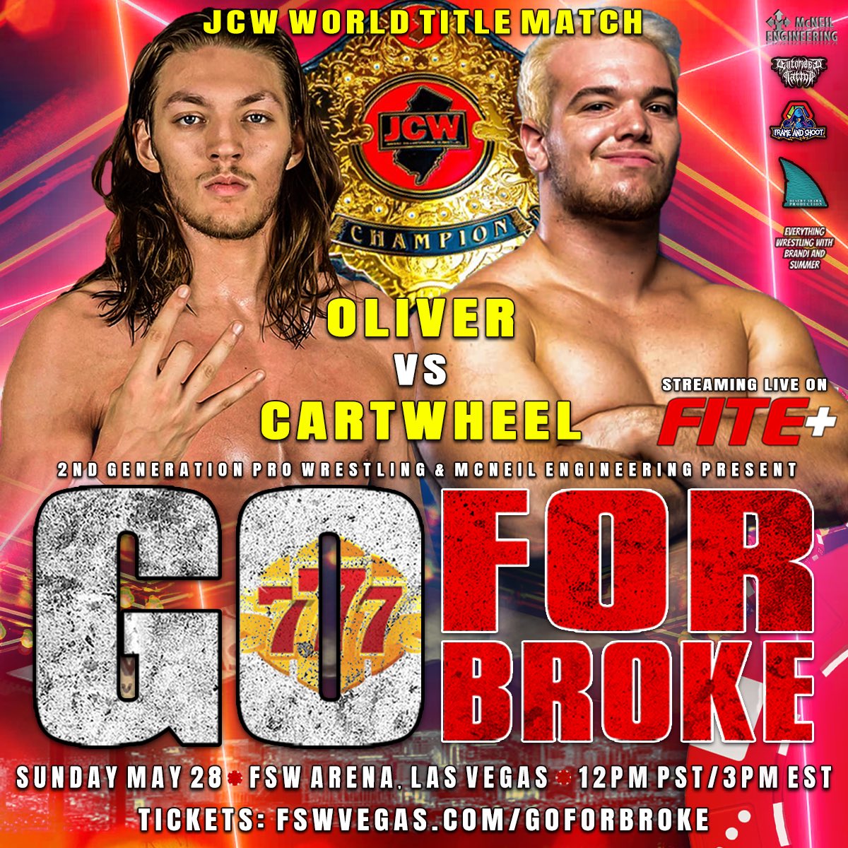 2ndGenProVegas's tweet photo. THIS SUNDAY! 

@BillieStarkz vs @mattvanda209 
&amp; @TheJordanOIiver vs @jackcartwheel 

@2ndGenProVegas presents Go For Broke on May 28 streaming LIVE from #LasVegas on @FiteTV+! 

Tickets: https://t.co/F7xv5AvdwM https://t.co/CLOYaaT1oK