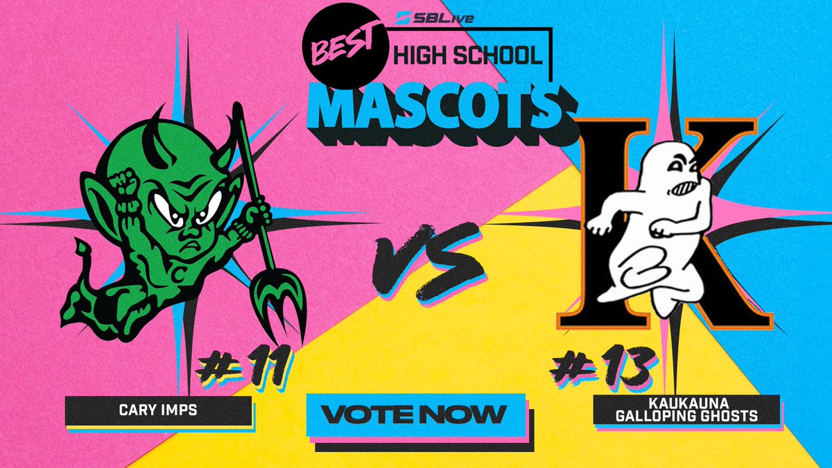 We're into the ELITE EIGHT of the #SBLiveMascotBracket 🎱 

No. 11 Cary Imps (NC) vs. No. 13 Kaukauna Galloping Ghosts (WI) 💥

Link to Vote ➡️ news.scorebooklive.com/national/2023/…

<a href="/CaryHighGameDay/">Cary High Game Day</a> @imp_softball <a href="/impsbasegameday/">Imps Baseball Game Day</a> @caryimpswbb @principalimp @caryimpclub @caryimpfootball