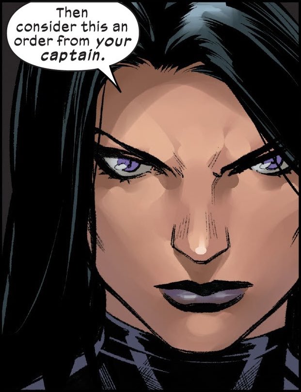 Because it’s a slow Comics Week for X-Twitter: 

What one-liner from your FAVORITE X-Character sends chills down your spine? #XSpoilers 

I’ll start:
She became a War Captain for two days & took that job seriously.