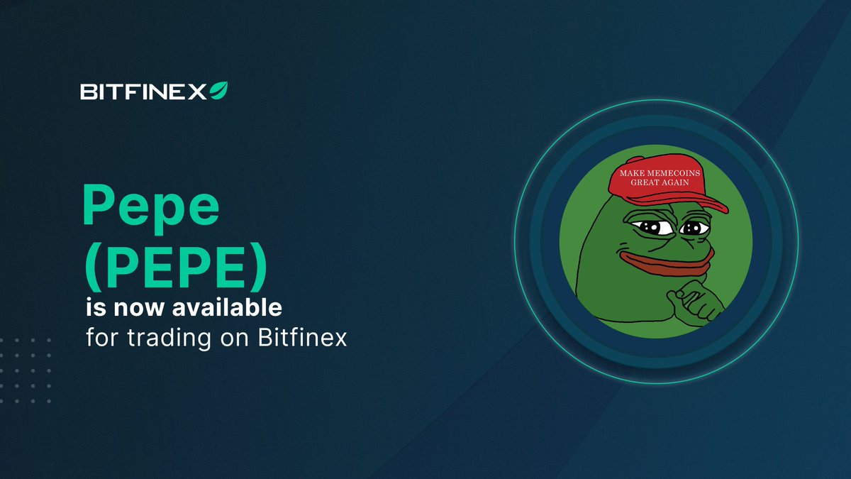 🐸 <a href=/currencies/pepe>$PEPE</a> from <a href=/currencies/pepe>@pepecoineth</a> is now open for trading at Bitfinex...