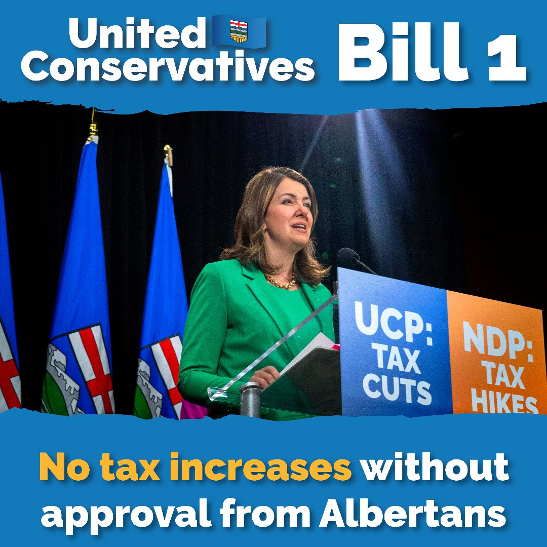 Today, we announced our Bill 1: the Taxpayer Protection Amendment. An act to enshrine taxpayer protection to ensure no government can increase taxes on families or job creators without the approval of Albertans. #abpoli #abvotes #teamUCP