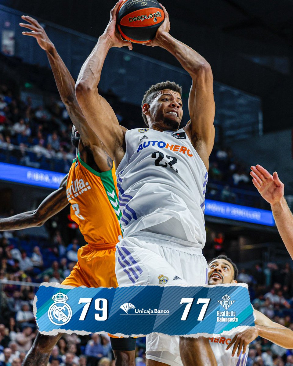 ⚔️ ¡EQUIPO DE BALONCESTO! ⛹🏼‍♂️
FIIIIIIIINAAAAAAL DEL PARTIDAZO EN EL #WizinkCenter 
#RealMadridBaloncesto 7️⃣9️⃣
#CoosurRealBetisBasket 7️⃣7️⃣
#LigaEndesa #Kilómetro34 #RealMadridRealBetis #HalaMadrid🤍🤍