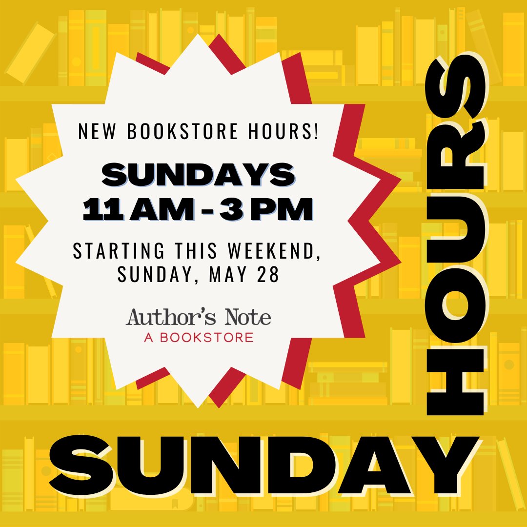 We're open SUNDAYS!
Starting this weekend, May 29, and extending until New Year's, Author's Note will be open on Sundays from 11am-3pm.
#SundayHours #AuthorsNote #LocalBookstore #IndieBookstore #MedinaNY #MainStreetMedina #ExploreMedinaNY #ShopSmall #ShopLocal #ShopIndie