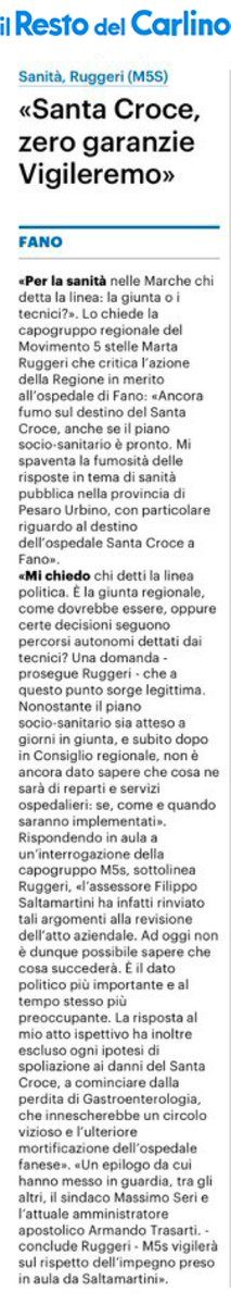 marta_ruggeri's tweet photo. Interrogazione di M5S sulla sanità
Chi detta la linea: la giunta o i tecnici?
Ruggeri: «Ancora fumo sul destino del Santa Croce, anche se il piano socio-sanitario è pronto»
Mi spaventa la fumosità delle risposte in tema di sanità pubblica nella provincia di Pesaro Urbino https://t.co/Yd202OpmQ4
