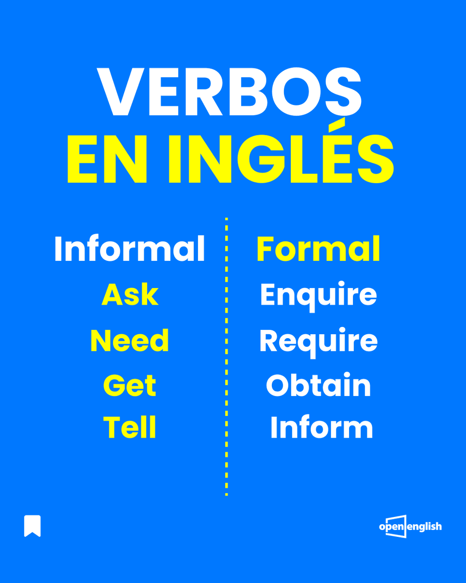 openenglish on Twitter "¡Decide qué tono quieres tener en inglés!🤠 Usa los siguientes verbos de