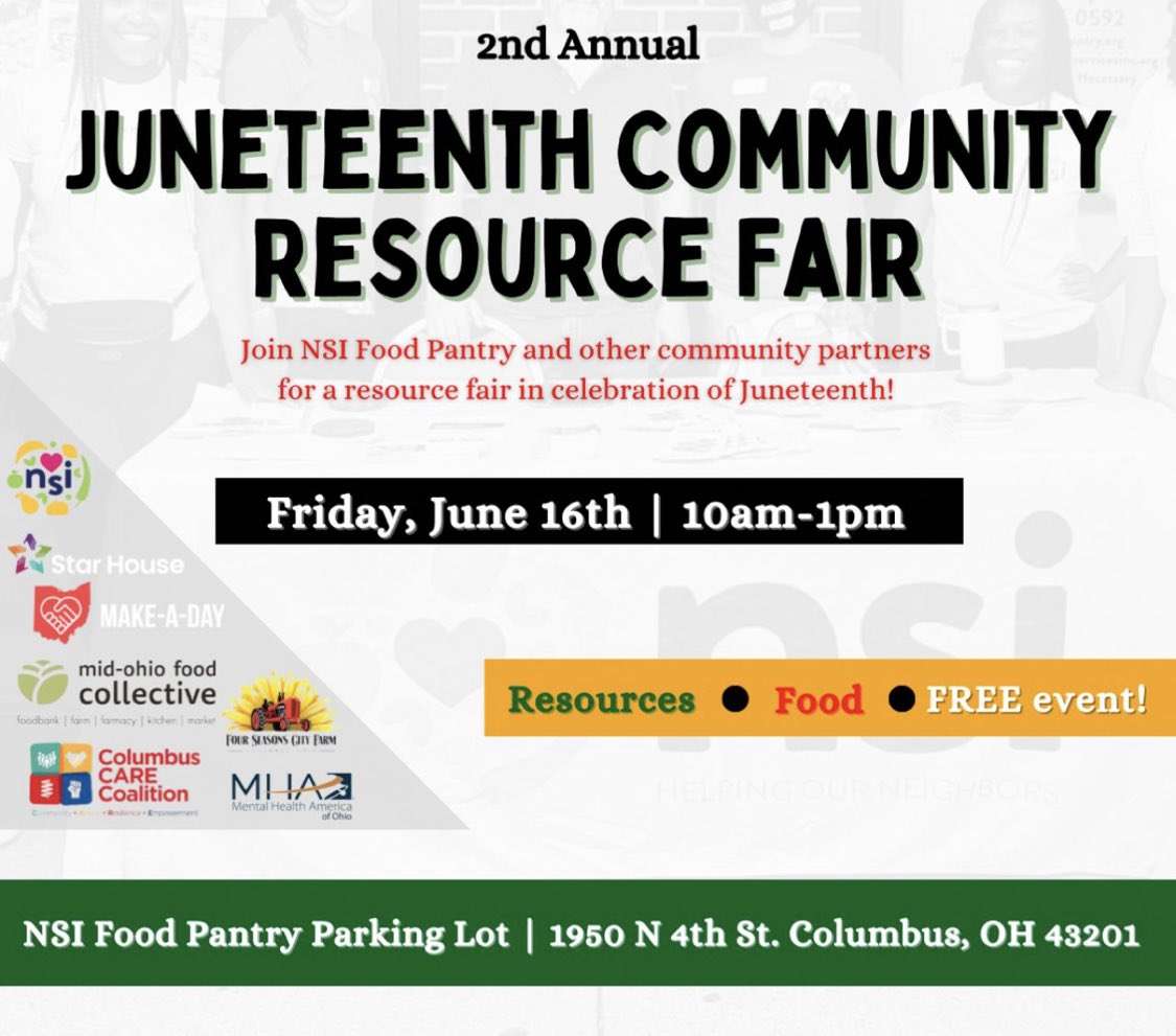Come join us on June 16th for our second annual Juneteenth Community Resource Fair!!

Burgers, phones, ID vouchers, mental health resources, and your neighbors will all be there in the spirit of resilience through collective care &amp; advocacy ❤️✊