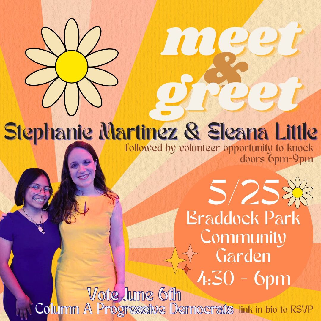 Tomorrow from 4:30-6, Stephanie Martinez for Commissioner &amp; I will be outdoors at the community garden in Braddock Park #NorthBergen. Come say hi &amp; learn more about what we stand for! Hablamos inglés y español.

After 6, stick around to knock doors with us for the June 6 primary!