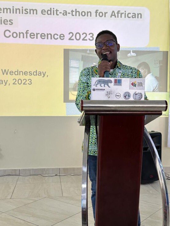 syseini3's tweet photo. Populating Female content on the internet space is their hallmark, starting with Wikipedia @Sadike25 campaigns massively about gender gap on Wikipedia under the auspices of Art and Feminism. Here again at Aflia Conference 2023 he had a super successful presentation. https://t.co/5bf4riWqRF