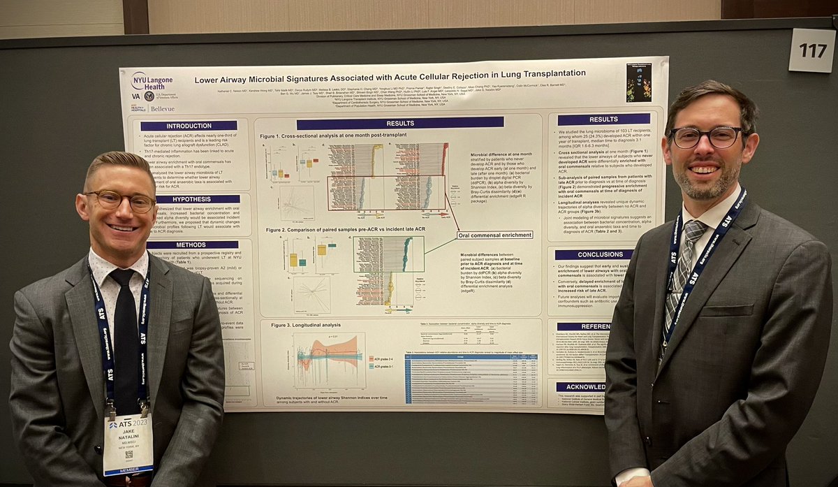 Jake Natalini (@jakenatalini) on Twitter photo Had the best time at #ATS2023 catching up with former friends and colleagues (<a href="/PennPulmonary/">PennPulmonaryFellowship</a>) and presenting our work on the impact of the lung microbiome on post-transplant outcomes! Congrats to my fantastic mentees on their stellar work! <a href="/NYULangonePCCSM/">NYULangonePCCSM</a> made quite the splash! Had the best time at #ATS2023 catching up with former friends and colleagues (<a href="/PennPulmonary/">PennPulmonaryFellowship</a>) and presenting our work on the impact of the lung microbiome on post-transplant outcomes! Congrats to my fantastic mentees on their stellar work! <a href="/NYULangonePCCSM/">NYULangonePCCSM</a> made quite the splash!