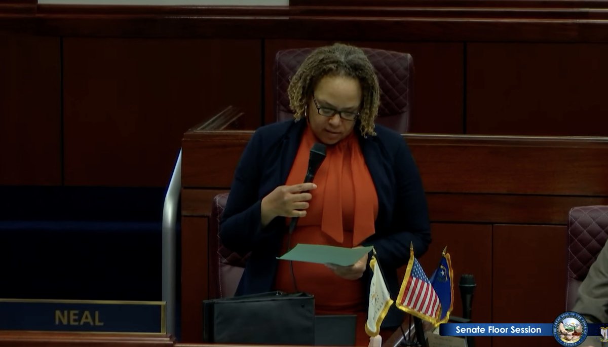 BattleBornProg's tweet photo. Up now in #NVLEG Senate is #SB503 to fund K-12 in Nevada. Tune in here: https://t.co/aDq2lbKybE https://t.co/SGbWUKjbHd