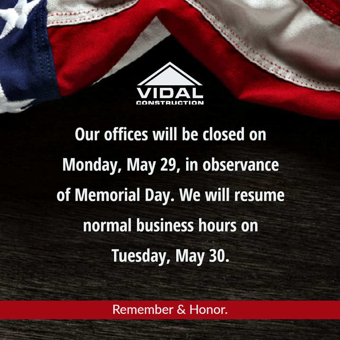 LlcVidal's tweet photo. Have a safe weekend - we will be back on Tuesday, May 30.

#MemorialDay #memorialdayweekend #memorialday2023 #contractor #Construction #constructioncompany #roofrepair #generalcontractor #roofer #hailseason #roofingcontractor #insurancerestoration https://t.co/WCf1H3GnLD