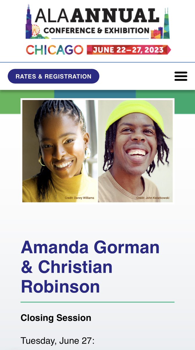 <a href="/ALALibrary/">American Library Association</a> is proud to present poet <a href="/TheAmandaGorman/">Amanda Gorman</a> as closing keynote at our 2023 Annual Conference and to support her freedom of expression as a writer. 

May we climb and conquer the hill of censorship efforts that undermine our Constitution and threaten our democracy!